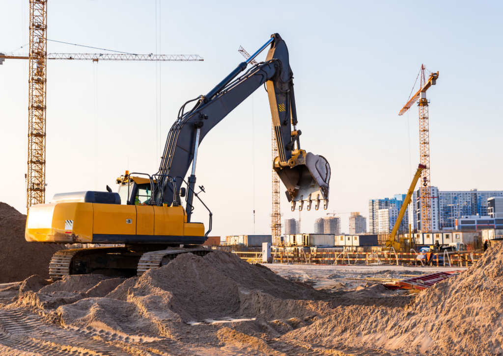 a digger on a construction site